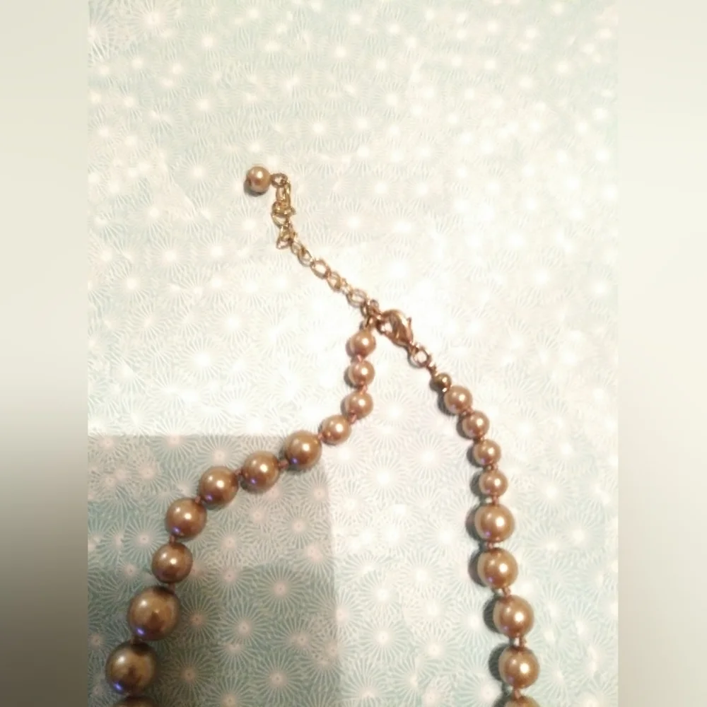 Creamy Taupe Faux Pearl Necklace